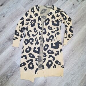 Leopard long cheetah cardigan sweater